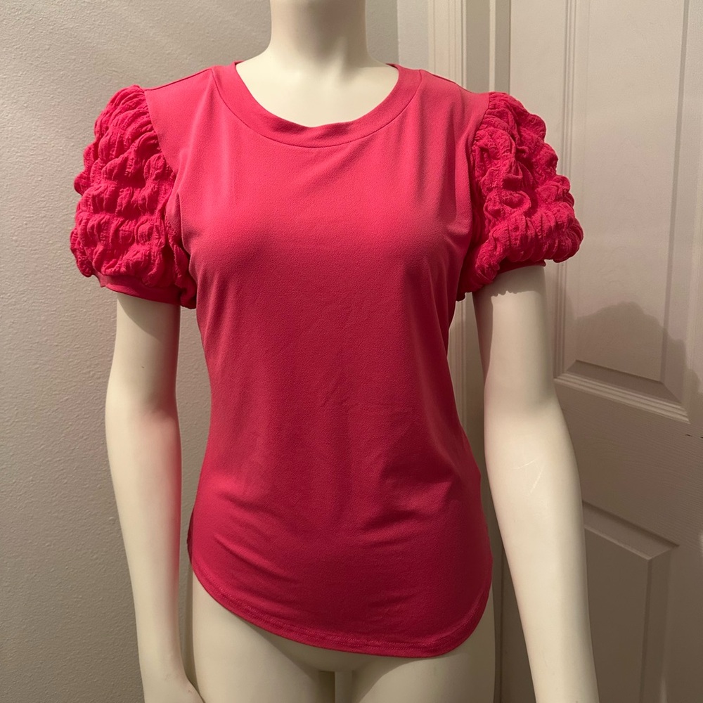 Blu Pepper pink puff sleeve blouse size medium
